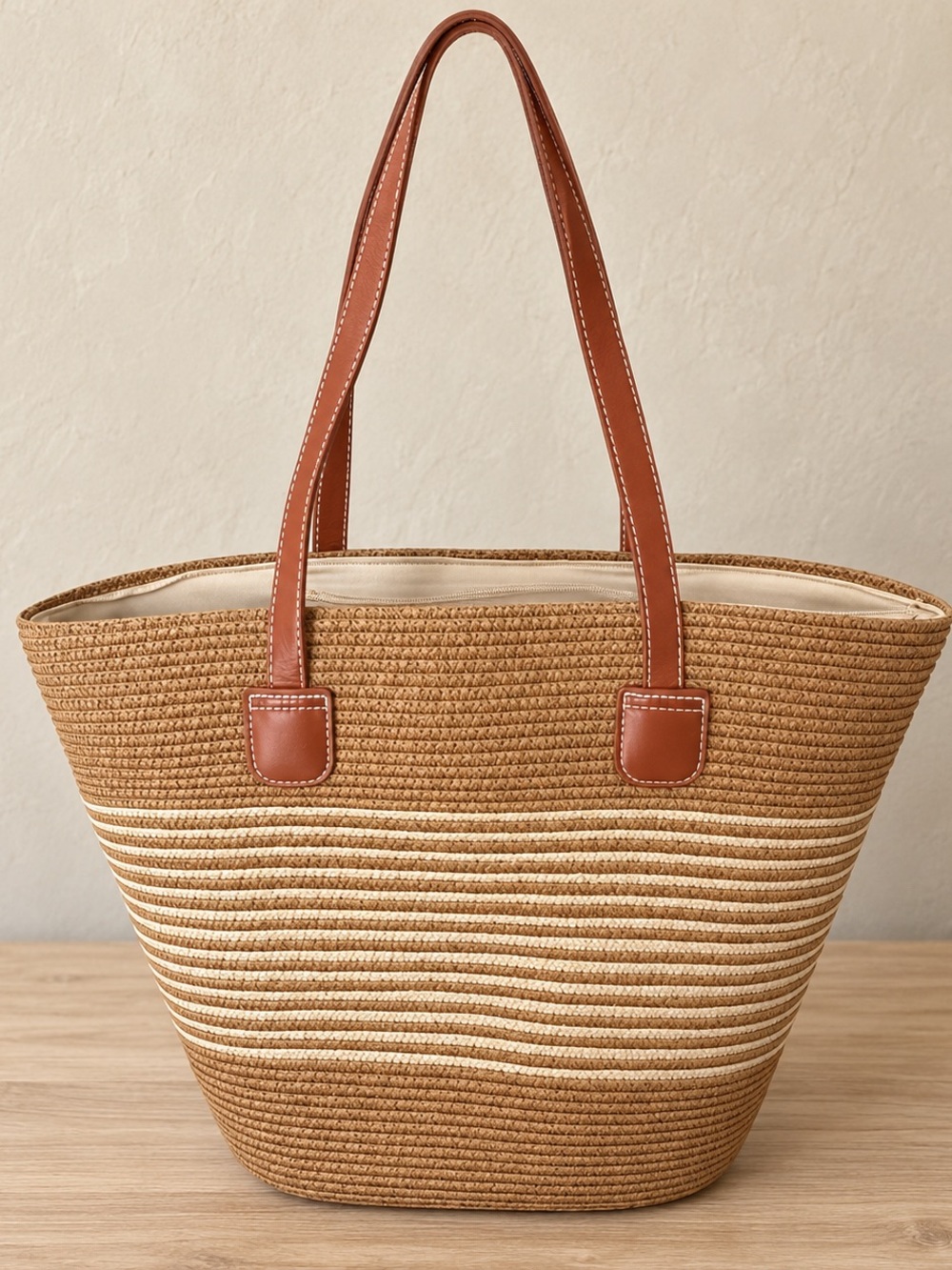 Nollie Straw Tote in Natural and Tan